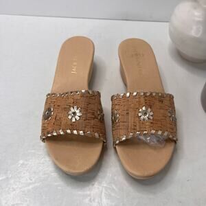Jack Rogers Cork/Leather Breaker Clog Sandal Tan/Silver Women 9.5 Tried On